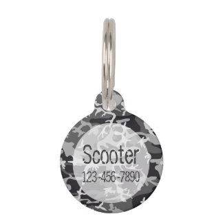 Médaillon Pour Animaux Camo Motif Monogramme Nom de l'animal de compagnie