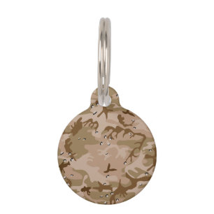 Médaillon Pour Animaux Camouflage Désert Avec Galets, Militaire, Armée