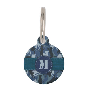 Médaillon Pour Animaux Camouflage Navy des Chats