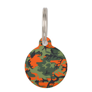 Médaillon Pour Animaux Camouflage orange et vert, Militaire, Armée