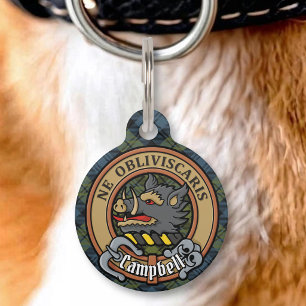 Médaillon Pour Animaux Campbell Crête sur Tartan