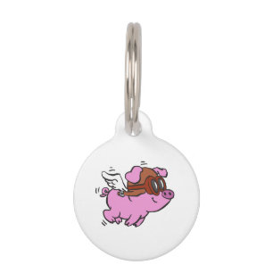Médaillon Pour Animaux Caricature volante de cochon rose choisir la cou