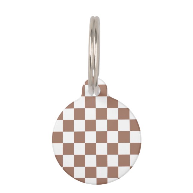 Médaillon Pour Animaux Carrés Checker mocha brun blanc géométrique rétro (Devant)