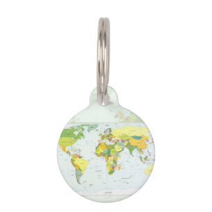 Médaillon Pour Animaux Carte du monde Atlas Poster Politique : Décoration