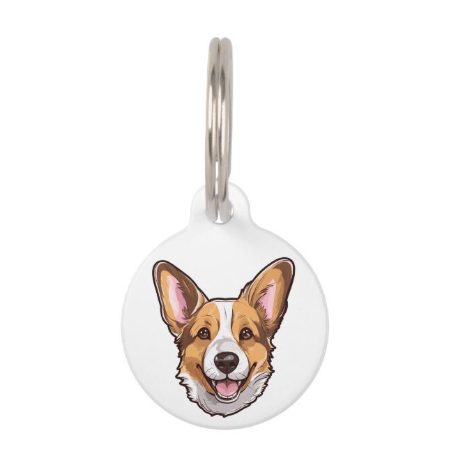 Médaillon Pour Animaux Cartoon Corgi Welsh Corgi Génération | (Devant)