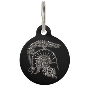 Médaillon Pour Animaux Casque de dragon métallique de guerrier cool