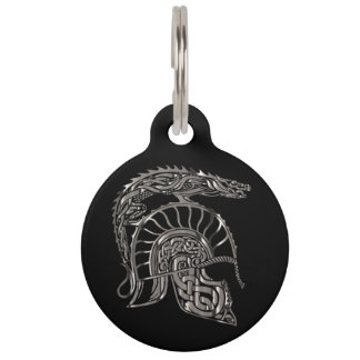 Médaillon Pour Animaux Casque de dragon métallique de guerrier cool