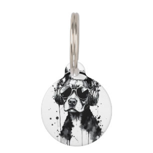 Médaillon Pour Animaux Casque pour chien cool Mignons animaux encre noire