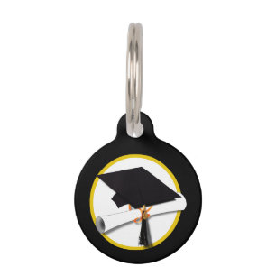 Médaillon Pour Animaux Casquette et diplôme - Noir