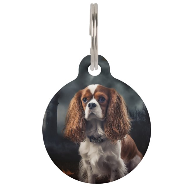 Médaillon Pour Animaux Cavalier King Charles Spaniel Halloween Épouvantab (Devant)