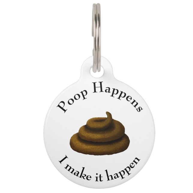 Médaillon Pour Animaux "C'Est Le Poop. .. Je Le Fais Arriver" Chat Chien  (Devant)