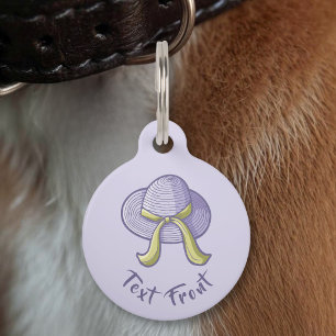 Médaillon Pour Animaux Chapeau de paille lilas