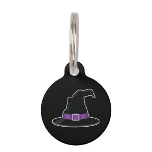 Médaillon Pour Animaux Chapeau de sorcière d'Halloween avec détails viole