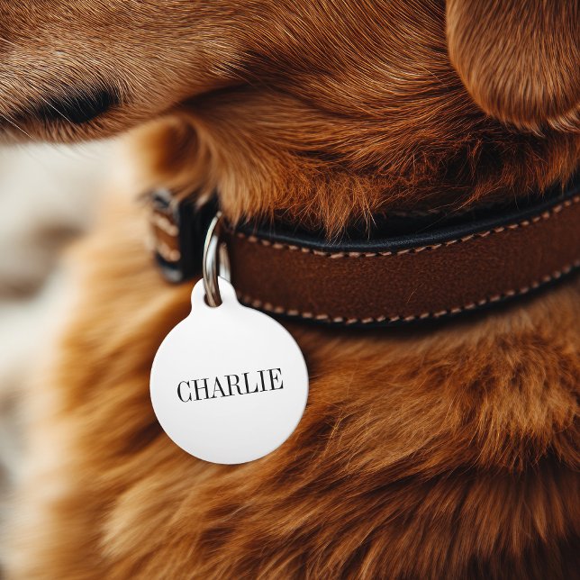Médaillon Pour Animaux Charlie Classic Nom Monogramme | BLANCHE (Créateur téléchargé)