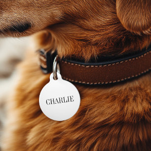 Médaillon Pour Animaux Charlie Nom Classique Monogramme Blanc