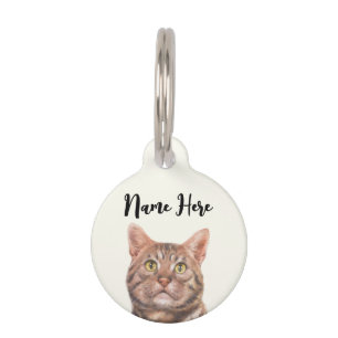 Médaillon Pour Animaux Chat à aire courte jaune