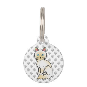 Médaillon Pour Animaux Chat Birman / Ragdoll crème pointe & infos sur l'a