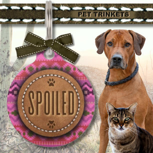 Médaillon Pour Animaux Chat de chien en cuir rose du sud-ouest de l'Ouest