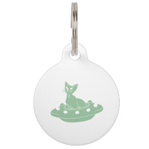 Médaillon Pour Animaux Chat en Ufo - Choisir la couleur arrière - plan