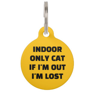 Médaillon Pour Animaux Chat Intérieur Personnalisé Si Je Suis Dehors Je S