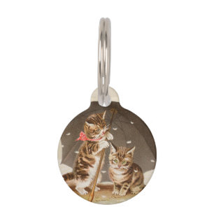 Médaillon Pour Animaux Chat Kitten chaton antique vintage jolie mignonne