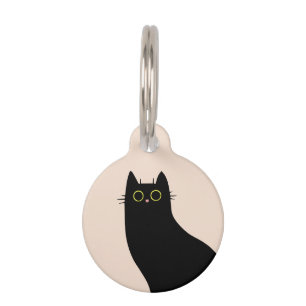 Médaillon Pour Animaux Chat noir mignon dans le style Mid Century