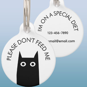 Médaillon Pour Animaux Chat Noir Ne Me Nourrissez Pas Médical