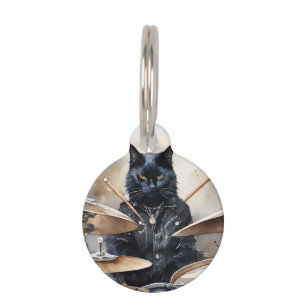 Médaillon Pour Animaux Chat noir personnalisé Fûts rock Star Veste en cui