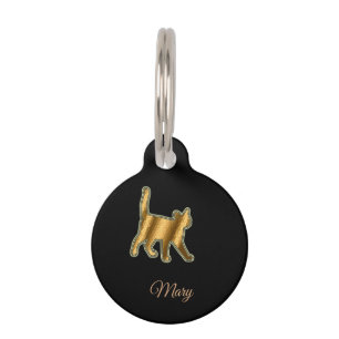 Médaillon Pour Animaux Chat Or Moderne Noir Et Or