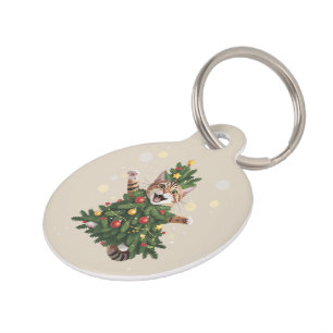 Médaillon Pour Animaux Chat orange gingembre arbre de Noël mignon Noël
