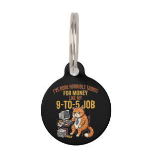 Médaillon Pour Animaux Chat roux épuisé drôle - Humour de travail 9 à 5