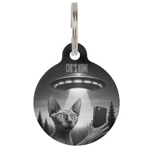 Médaillon Pour Animaux Chat Sphynx Drôle de selfie ufo chats perdus