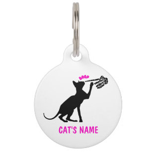Médaillon Pour Animaux Chat Sphynx Personnalisé Squelette Main Nez Boop 