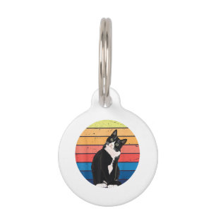 Médaillon Pour Animaux Chat Tuxedo Cadeau Couleurs Rétro pour Amoureux de