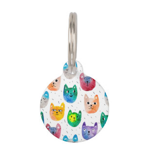 Médaillon Pour Animaux Chats et amis à l'aquarelle