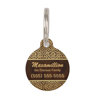Médaillon Pour Animaux Cheetah d'or et Brown pour animaux
