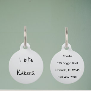 Médaillon Pour Animaux Chien animal Chat I Bite Karens Funny Coller perso