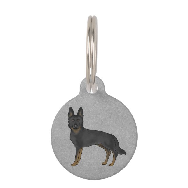 Médaillon Pour Animaux Chien berger allemand noir debout gris (Devant)