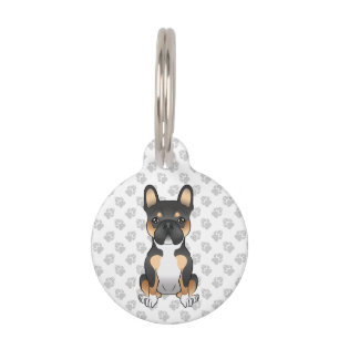 Médaillon Pour Animaux Chien Bouledogue Français Tricolore Noir & Infos s