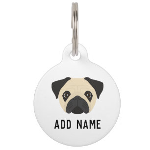 Médaillon Pour Animaux Chien Carlin de couleur Fawn