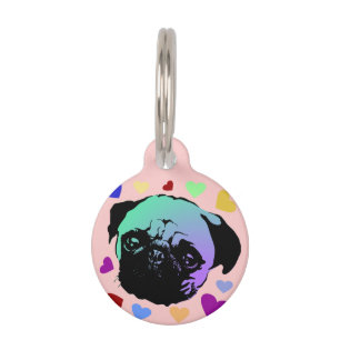 Médaillon Pour Animaux Chien Chiot Carlin Style PopArt Rétro