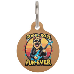 Médaillon Pour Animaux Chien de berger allemand Rock and Roll Art rétro c