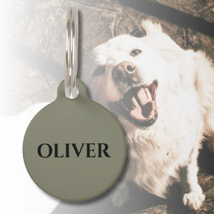 Médaillon Pour Animaux Chien de chat minimaliste gris chaud Adresse