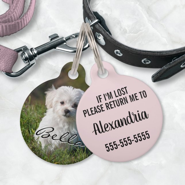Médaillon Pour Animaux Chien de Chien Personnalisé Numéro De Photo (Custom Puppy Dog Personalized Photo Name Number Pet ID Tag (front and back))