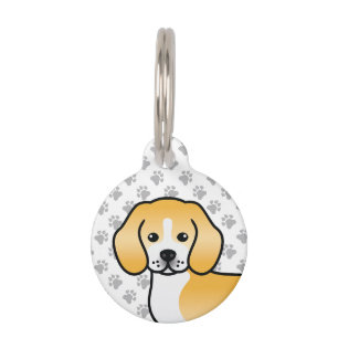 Médaillon Pour Animaux Chien de dessin animé Beagle couleur citron et bla