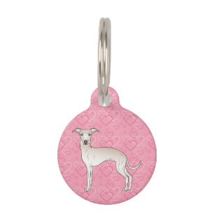 Médaillon Pour Animaux Chien de dessin animé italien gris crème sur des c