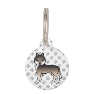 Médaillon Pour Animaux Chien de dessin animé mignon Husky Sibérien Gris L