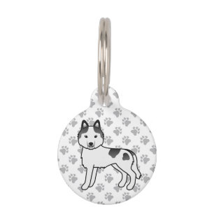 Médaillon Pour Animaux Chien de dessin animé mignon husky sibérien pie no