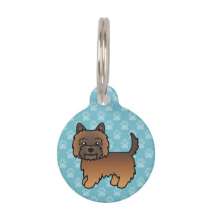 Médaillon Pour Animaux Chien de dessin animé Terrier Cairn Bringé Rouge