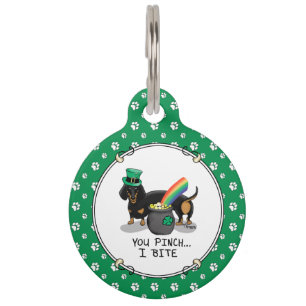 Médaillon Pour Animaux Chien de la Saint-Patrick Dachshund (noir et feu)
